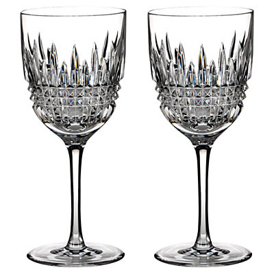 Waterford Lismore Diamond Cut Lead Crystal Wine Glasses, Set of 2 Waterford Lismore Diamond Cut Lead Crystal Wine Glasses, Set of 2